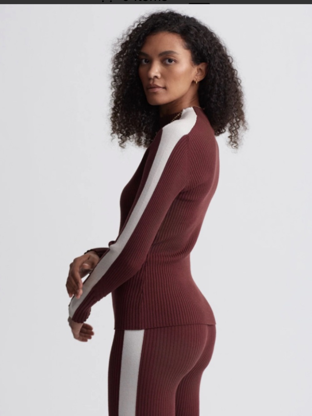 NWOT Varley Wilshire Mockneck Knit Sweater Red Chocolate Large